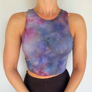 Athleta Conscious supernova galaxy purple blue tie dye workout top size medium